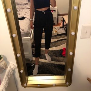 Paper bag cropped pants